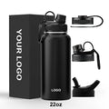 Outdoor Customized 3 Lids Stainless Steel Vacuum Flask Water Bottle Sports Insulated Water Bottle with Straw
