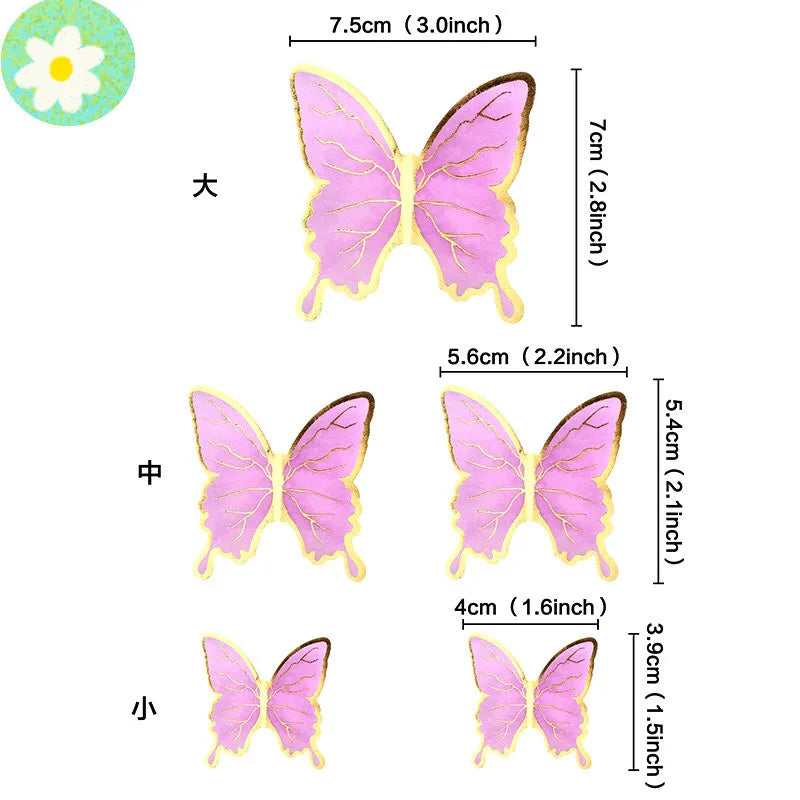 Acrylic Gold or Sliver butterfly to cake decorator Food or Other Party Ornamentation
