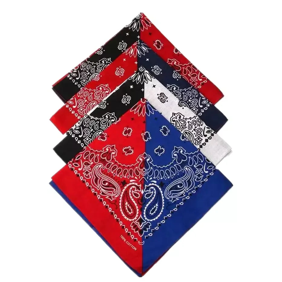 Hip-Hop Color-Blocked Paisley Bandana -100% Cotton Outdoor Dance Scarf Versatile Square Neckwear