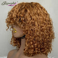 Factory Price Super Double Drawn Ginger Human Hair Bang Bob Wigs12Inch #30 Luxury Curl Peruque Human Hair Vendor for Selling