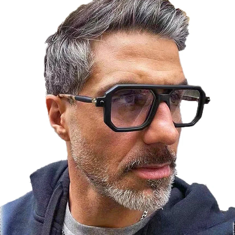 ADE WU STY86582W Fashion Arrival Thick Frame Sunglasses Women Men Vintage Frame Eyewear Trendy  Double Bridge Square Sun Glasses