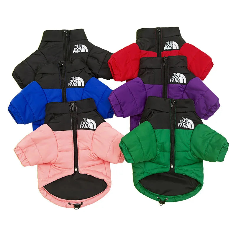 S-5XL Winter Warm Down Jacket Reflective Printed Fleece Pet Outfit Visibility Comfortable Jumpsuit Coat for Cats Dog Clothes