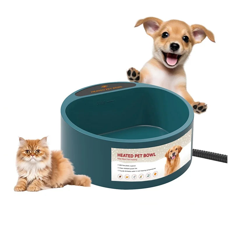 Outdoor Animal Smart Electric Heated Pet Bowl Keep Heat With Chew Resistant for Chickens Dog Cat Battery Heated Water Bowl