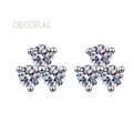 Factory Wholesale Real D Color Clover Shape 925 Sterling Silver Luxury Vvs Moissanite Hoop Earrings for Women