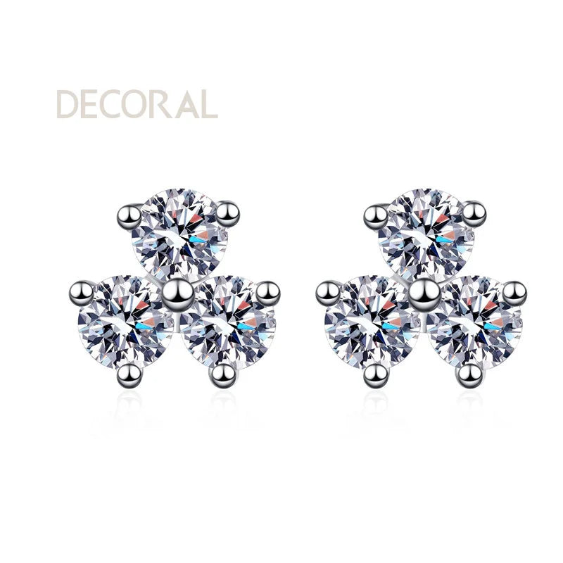 Factory Wholesale Real D Color Clover Shape 925 Sterling Silver Luxury Vvs Moissanite Hoop Earrings for Women