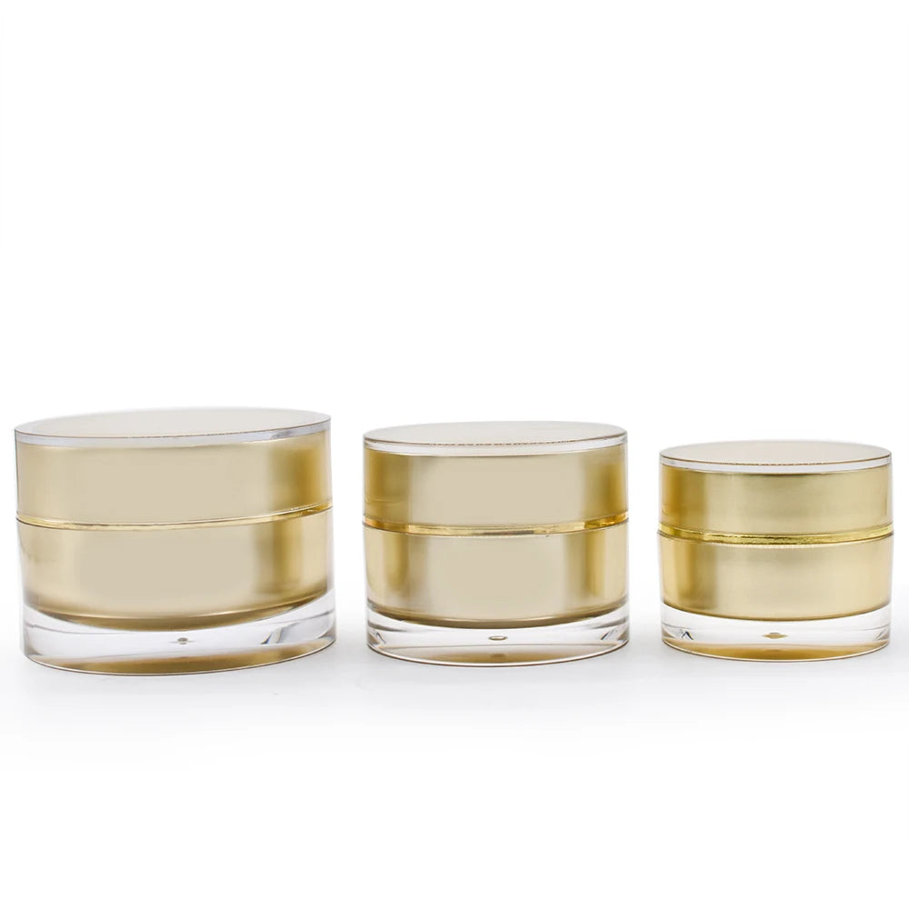 Luxury Gold Acrylic Cosmetic Eye Cream Jars with Screw Cap-5g/10g/20g/30g/50g & 1 oz Sizes