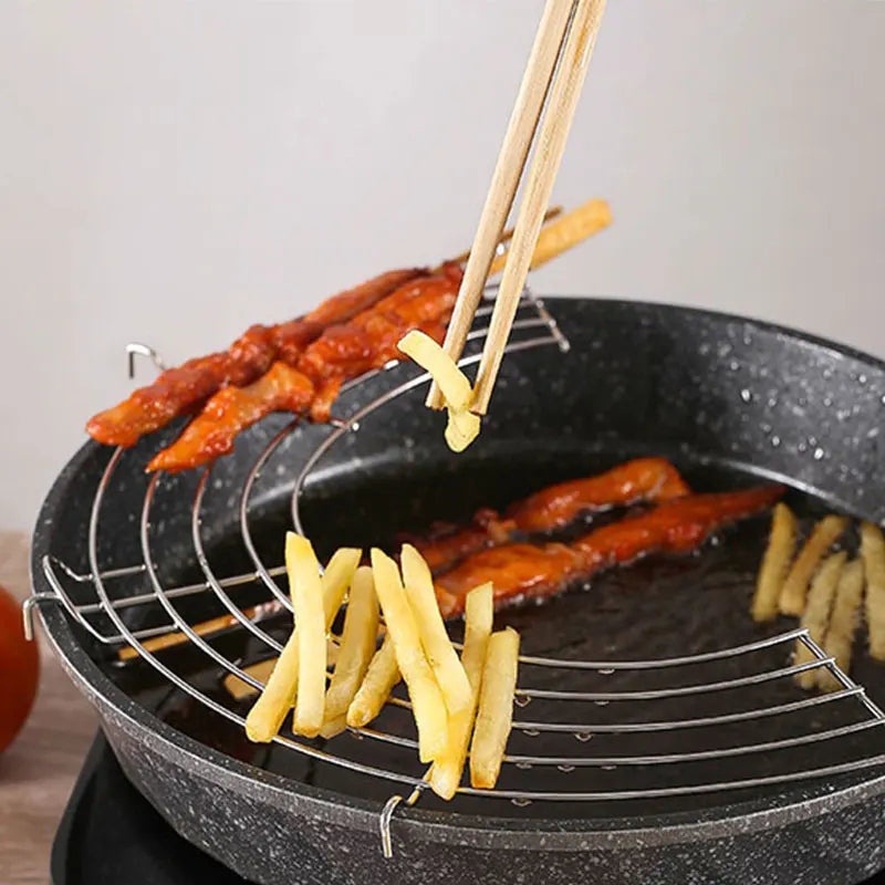 18/8 Stainless-Steel Semi-circular Oil Drain Rack for Kitchen Frying Oil Drip Filter Food Heat Insulation Rack