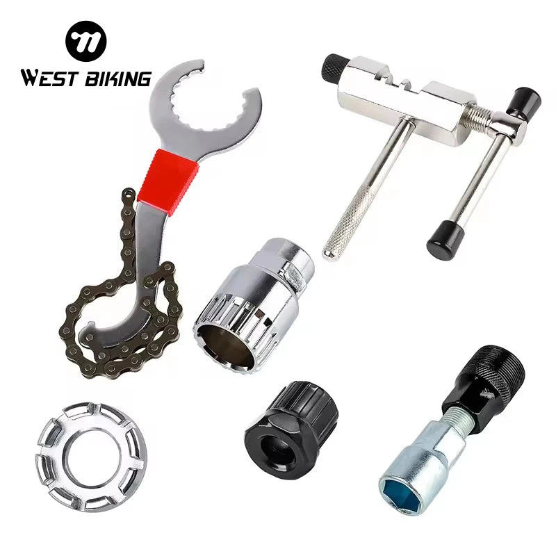 WEST BIKING Bicycle Extractor Freewheel Remover Repair Tool Spoke Wench Bike Chain Brake Bottom Bracket Tool Set
