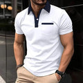 Men's Short Sleeved Polo Shirt Casual European and American New Digital Printed Patchwork T-shirt