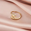 RINNTIN GAR02 925 Sterling Silver Punk Style Snake Ring Exaggerated Metal Concave Convex Hammer Adjustable Opening Ring