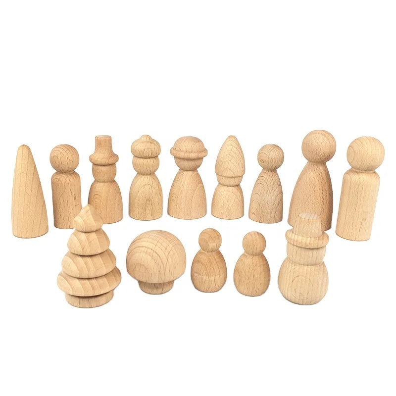 Wood Blocks Toys Mushroom Early Education Eco-friendly Handmade Folk Art Home Ornament Decorations Wooden Craft Customized Color