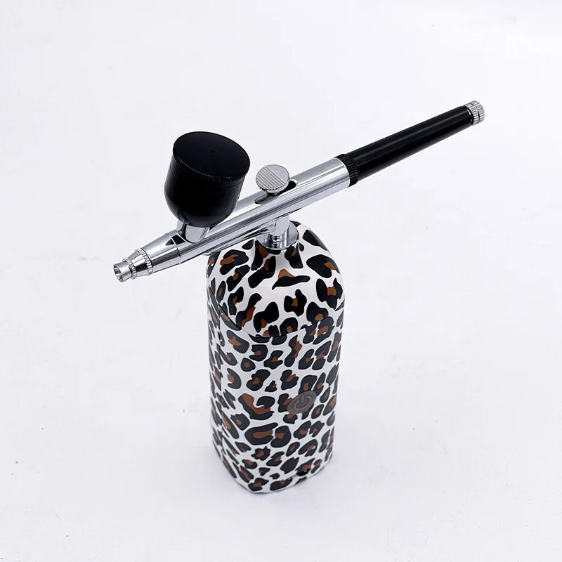 Popular Leopard Wholesale Copper Dual Action Airbrush Compressor Set for Nail Art and Cake Decorating