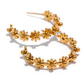 JINYOU 2126 Hypoallergenic Jewelry Wholesale Gold Plated Jewelry Stainless Steel Flower Hoop Earrings Women MegaBDM