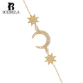 Wholesale Fine Jewelry Trendy Chic 925 Sterling Silver Light Luxury Unique Moon Star Charm Zircon Chain Bracelet for Women