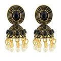 Exotic Jewelry Jumka Bollywood Kundan Retro Palace Jhumka Style Indian Ethnic Gold Plated Enamel Dangling Earrings for Women