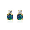 Wholesale Gold Plated 925 Sterling Silver Natural Round Opal Stud Earrings for Women