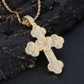 Large Gold-Plated Bling Cubic Zircon Cross Pendant Necklace New Style Heart Cross for Men and Women Fine Jewelry for Gift