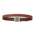 Custom Logo  Plate Buckle Genuine Leather Belt With Alloy Buckle  Adjustable Plate for Waist