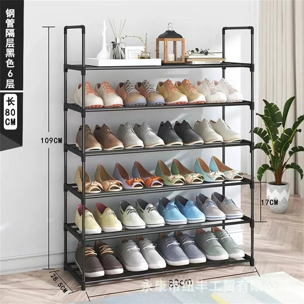Good Quality Houseware 5-tier Shoe Rack Storage Organizer With Side Hanging Bags Schuhregal