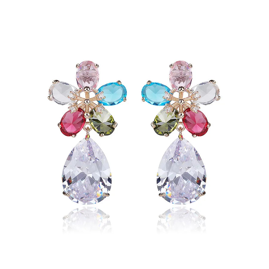 YSearring-929 xuping Jewelry Luxurious Drop Flower Multi Color Elegant Wedding Essential Crystal Earrings