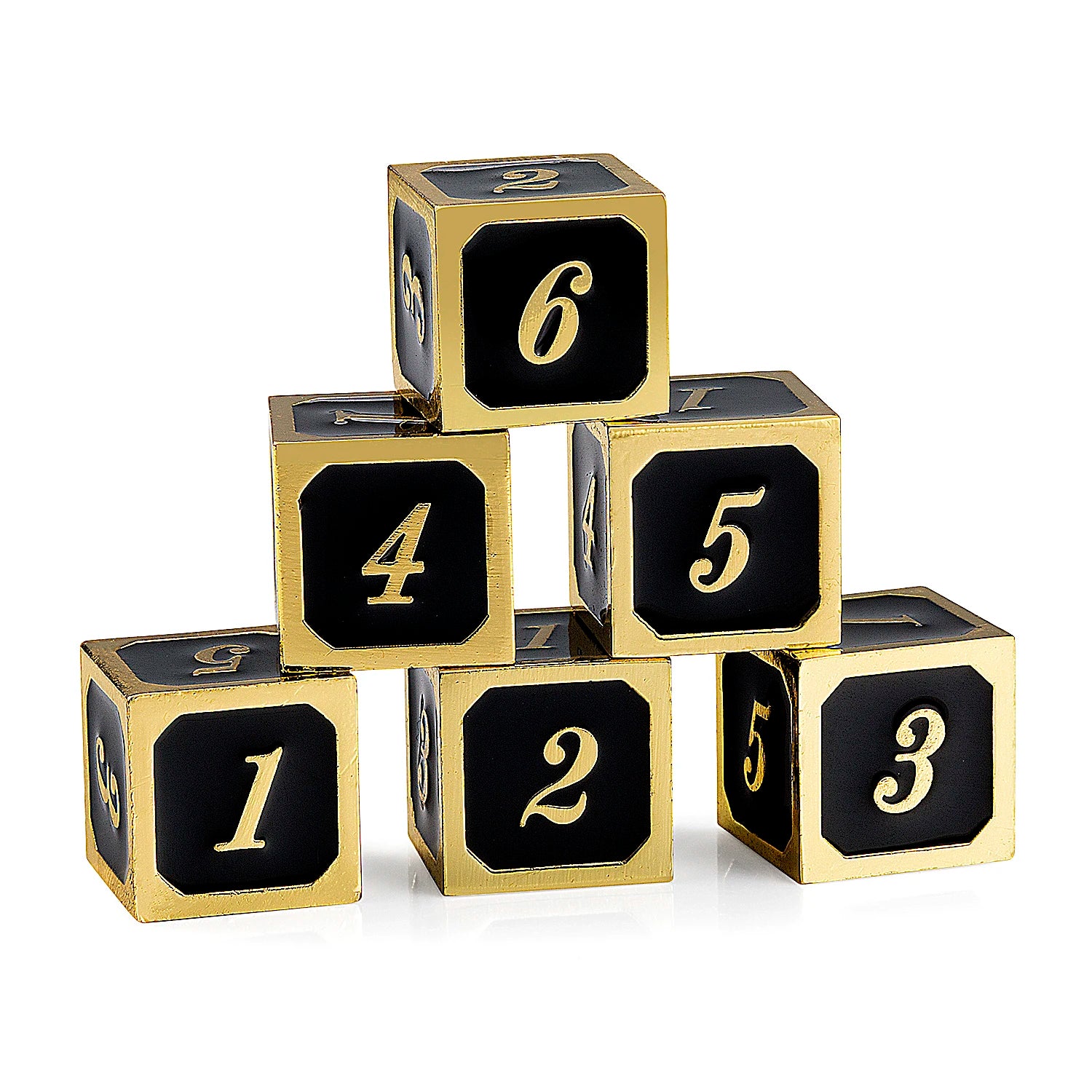 Wholesale Dnd 6 Sided Dice Set Ancient Brass Custom Square D6 Metal Dice (Black) for Board Games