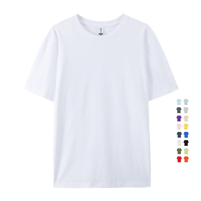 Solid 3D Embroidery High Quality 100% Cotton White T-Shirt Formal Unisex Plain T-Shirts for Men Screen Printing Customization
