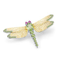 Abiding Hot Selling 2 Tone Design Luxury Natural Peridot Gemstone Gold Plated 925 Sterling Silver Dragonfly Brooch for Women