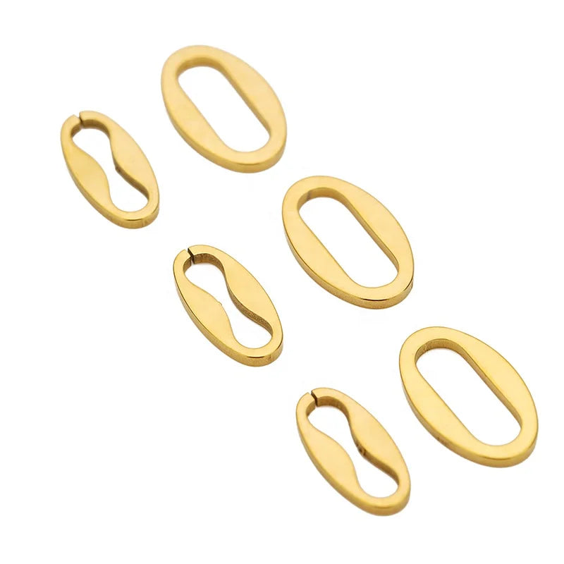Stainless Steel PVD Gold Color Oval Charms Earring Findings Necklace Components DIY Jewelry Making Accessories