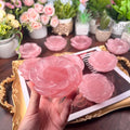 Natural Healing Crystal Stones Folk Crafts Rose Quartz  Candle Holder for Home Decor