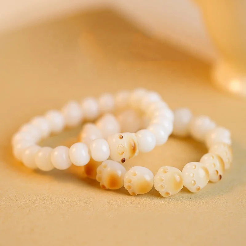 Fashion Charcoal Fired Cat Claw Bodhi Root Hand String High Density White Jade Bodhi Kitten Claw Bracelet Cute Cat Claw Bracelet