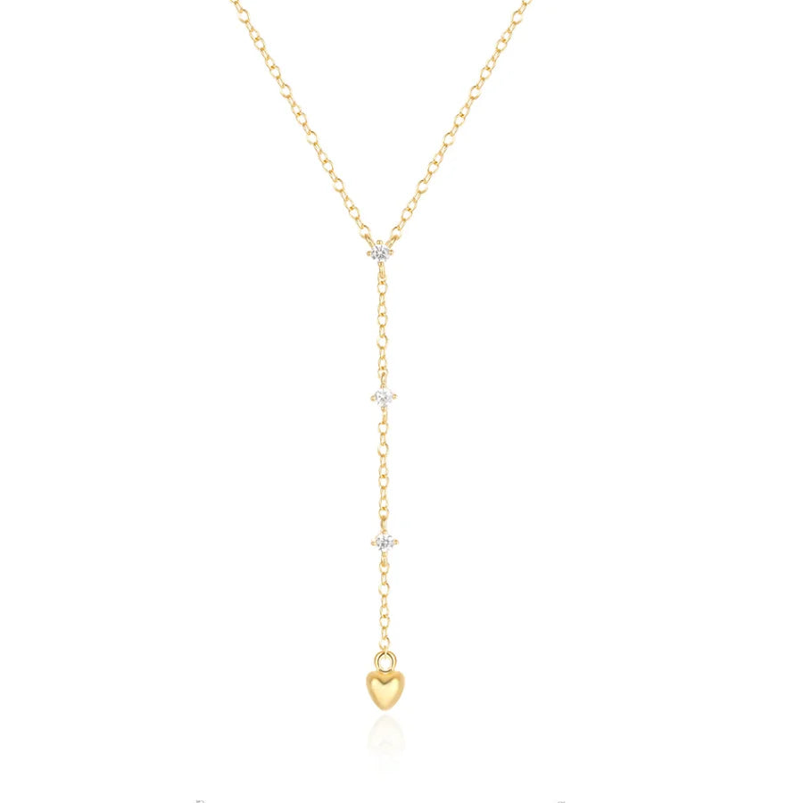Wholesale Fashion Jewelry Cross Chain Heart 925 Sterling Silver Zircon Necklace Gold Plated Pendant Necklace for Women
