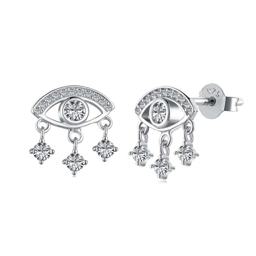 Non Tarnish Iced Out Cz Cubic Zirconia Demon Eye Earring 18K Gold Plated S925 Sterling Silver Devil Eyes Stud Earrings Women