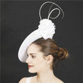 Women's Kentucky Derby Hat Sinamay Small White Church Hats Wedding Cocktail Tea Party Headband Headwear Fascinators Hats