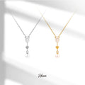 HOVANCI Fashion Waterproof Jewelry 18K Gold PVD Dainty Waterdrop Oval Zirconia Geometry Joint Pendant Stainless Steel Necklace