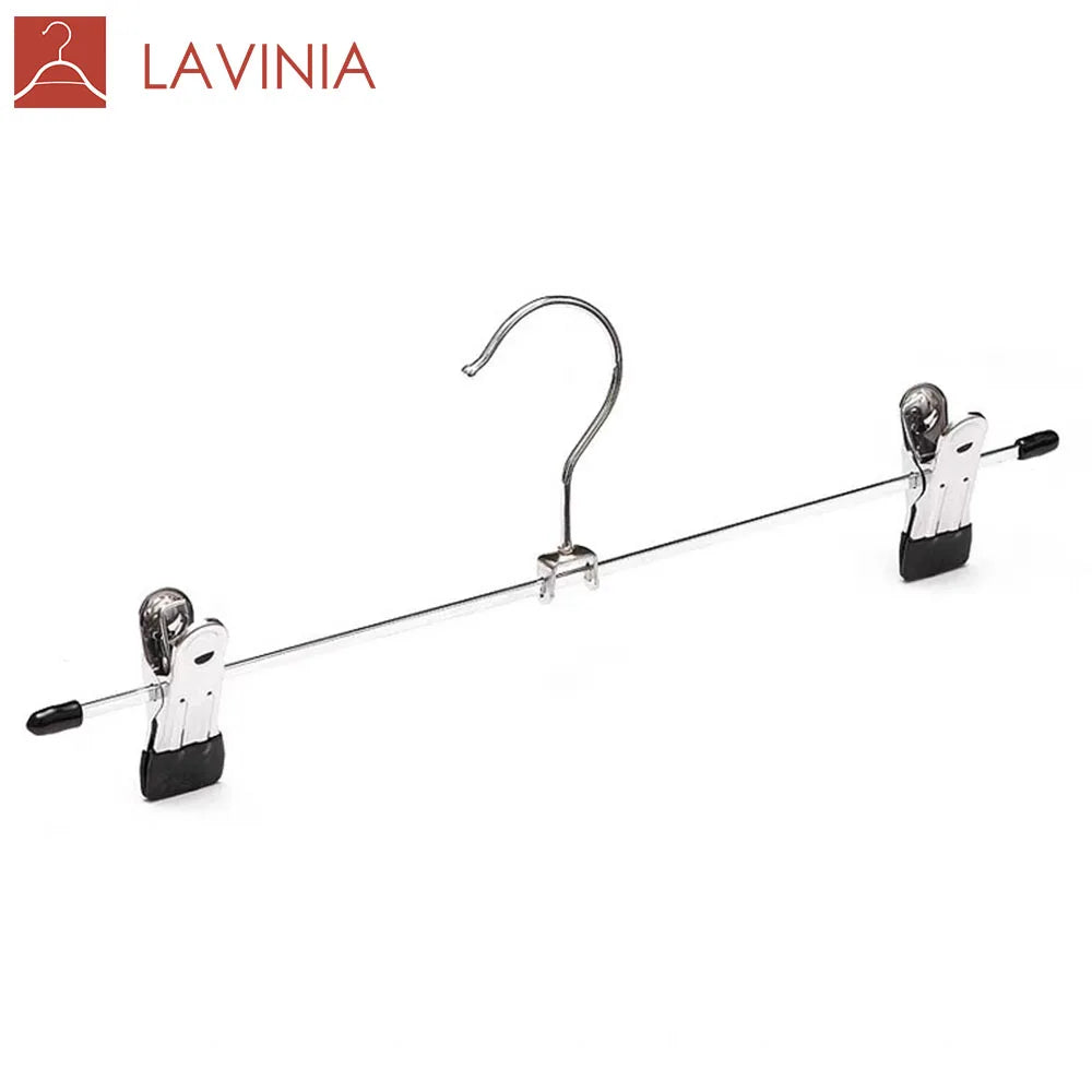 Metal Clothes Hangers With Clips Trousers Rack  Stainless Steel Clothes Hangers with 2-adjustable Metal Clips Hanger