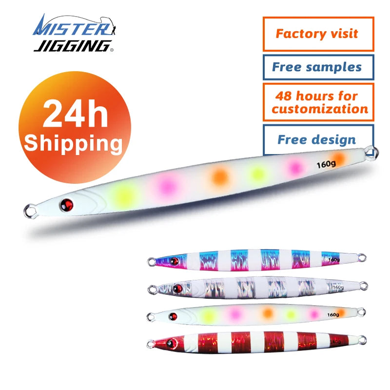MISTER JIGGING 24h Fast Shipping LURE 160g High Quality Hard Bait High Speed Tuna Jigs Deep Sea Fishing Lures Metal Jig