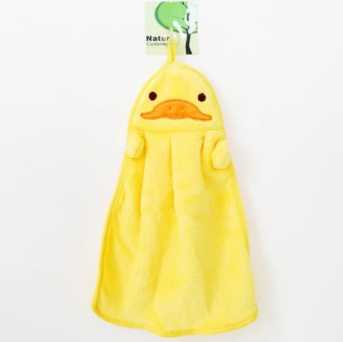 Cute Elephant Frog Duck Shape  Nursery Hand Towel Soft Plush Fabric Cartoon Animal Hanging Soft Hand Towels for Kids