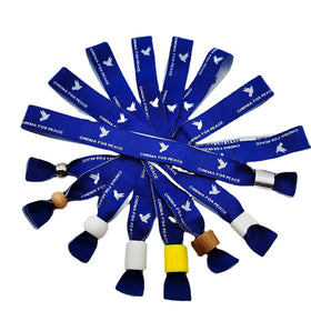 Hot Sale Custom logo Printed Recycle Cloth Woven Adjustable Festival Wristband
