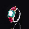 Fine Jewelry Wedding Engagement Emerald Ring S925 Sterling Silver Emerald Cut 8A Cubic Zirconia Ring Luxury Emerald Ruby Rings