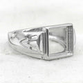 Sterling Silver 11*11mm Semi Mount Men's Ring Empty Support Blank Bar Bezel Setting S925 Base Without Center Stone for DIY Inlay
