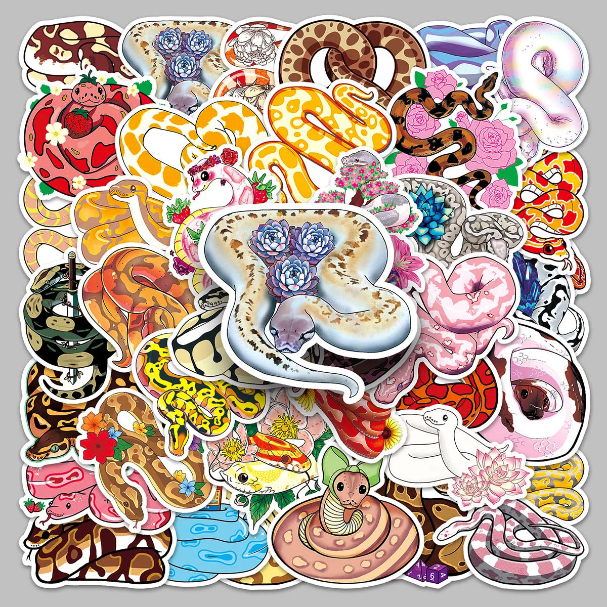 50PCS Factory Hot Drink Cup Stickers Waterproof Vinyl Cartoon Character Custom Snake Stickers