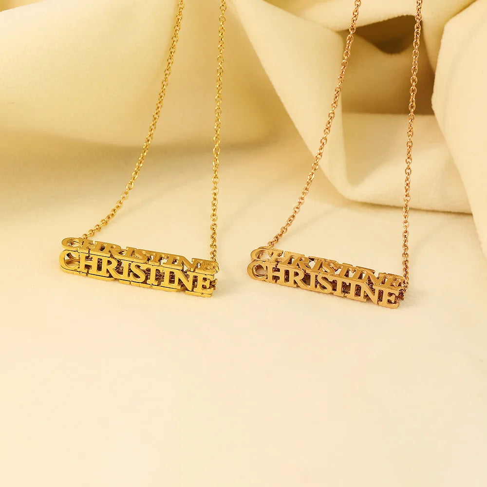 Qiuhan OEM/ODM Personalized DIY Custom Name Pendant Simple Letter Three-Dimensional Necklace MegaBDM
