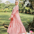 Muslim Multi Colors Middle East Women's Dress Plaid Design Malaysia Indonesia Hollow Lace Dress Long Sleeve Abaya Maxi Dress