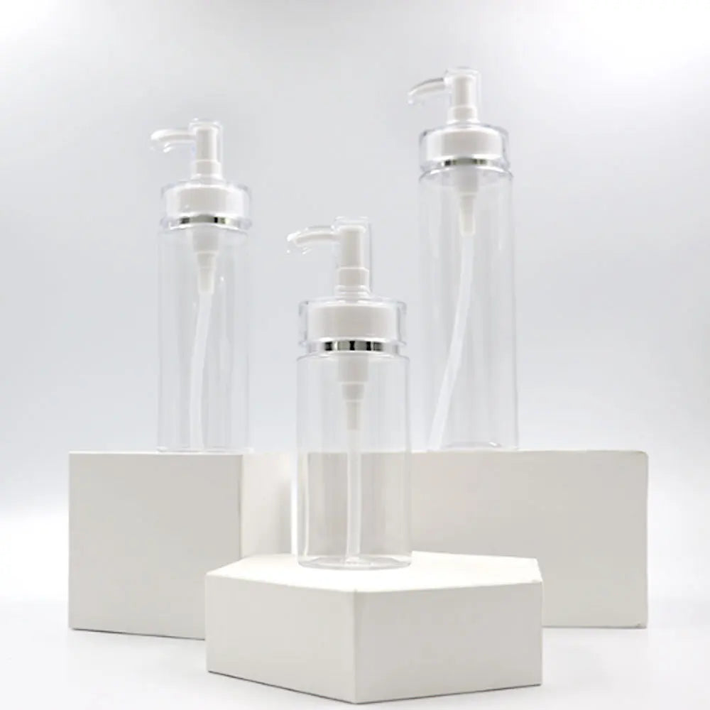Luxury PET Plastic Cosmetic Bottle Lotion Pump 100ml 150ml 200ml 300ml 500ml Capacities White Color for Shampoo Toner Lotion