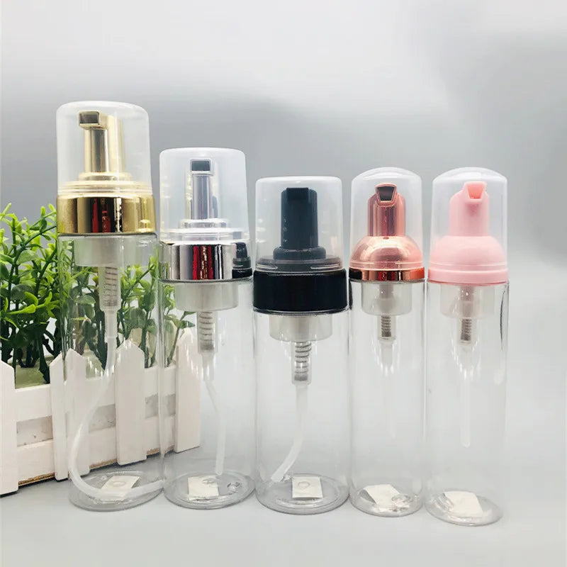 PET Plastic Cleanser Container 30ml 50ml 60ml 100ml 150ml 200ml White clear Silver Mousse Foaming Pump Bottle for Face Wash