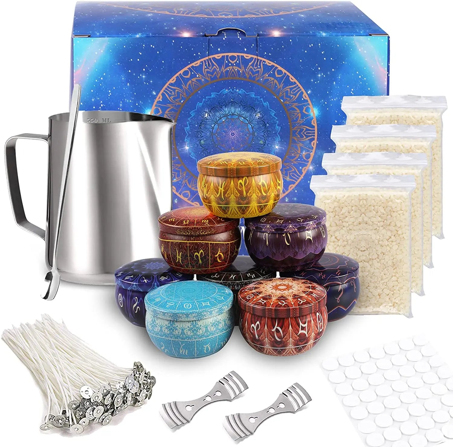 Wholesale China Supplier Glass Tin Jars Cotton Wick Scented Candle Luxury Diy Natural Soy Candle Wax Set for Candle Making Kit