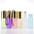 3ml 5ml Pearl Color Glass Roll on Pendant Bottles With Key Chain Gold Cap Metal Ball Perfume/essential Oil Bottle