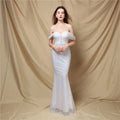 18729# Lady Elegant Banquet Annual Meeting Temperament Velvet Classic Letter Shoulder Evening Dress
