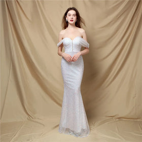 18729# Lady Elegant Banquet Annual Meeting Temperament Velvet Classic Letter Shoulder Evening Dress