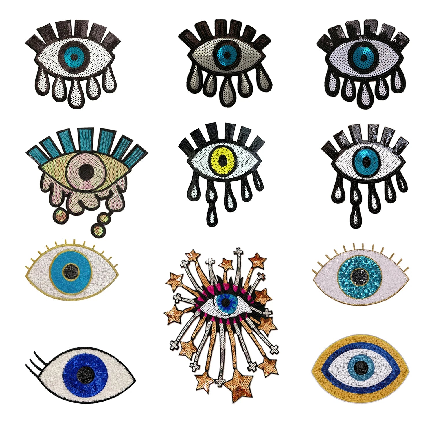 Devil Eyes Beaded Sequins Embroidery Iron-on Sequins Devil Eyes Patches